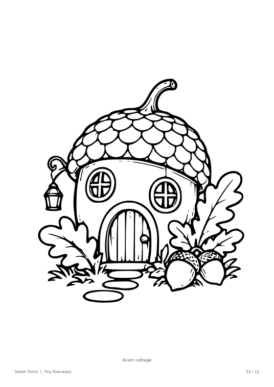Whimsical cottage sample coloring page