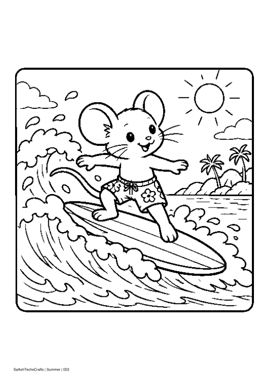 Summer Coloring Pages actual black-and-white sample design